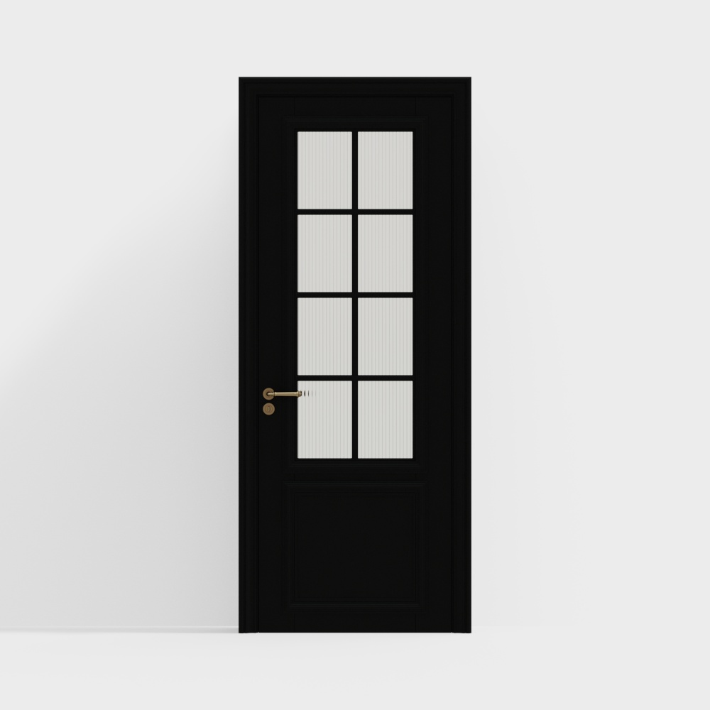 French black single opening glass interior door