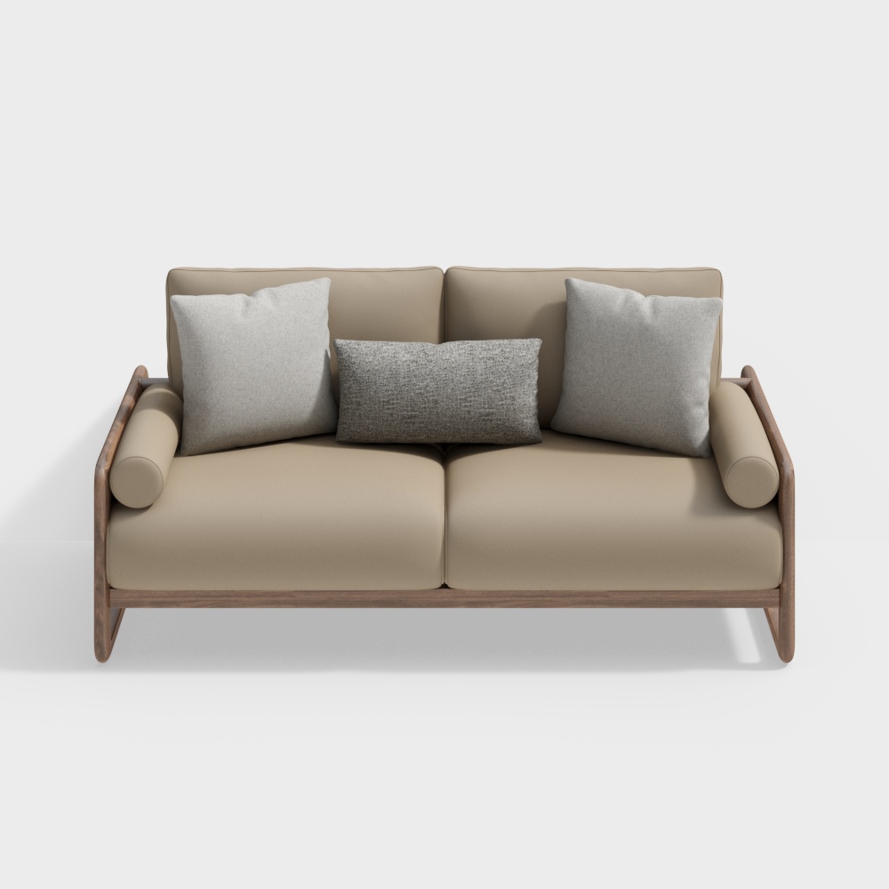 Urban Comfort Sofa 3D Model – Low-Poly Beige Design