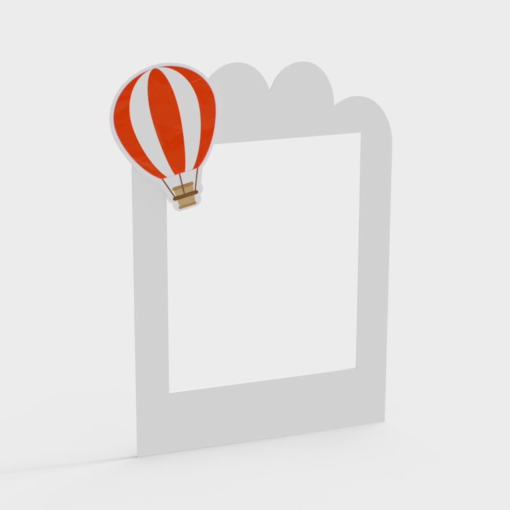 Polaroid Frame with Hot Air Balloon – Low-Poly 3D Model
