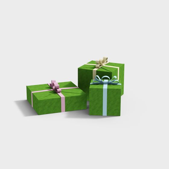 Elegant Green Gift Box 3D Model for Festive Designs