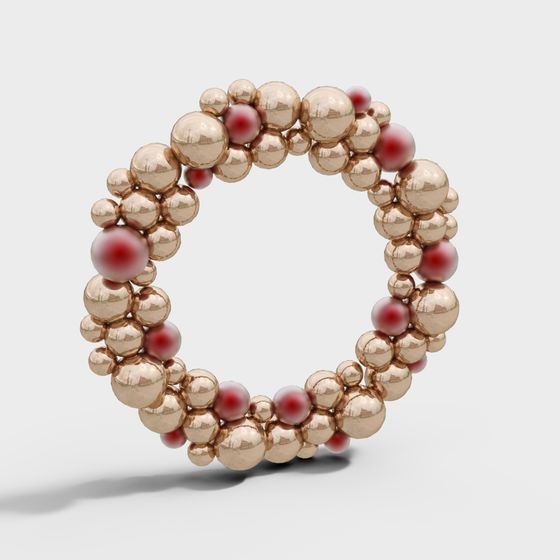 Stunning Golden and Red Sphere 3D model