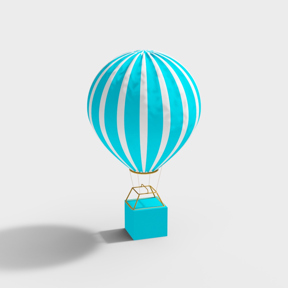Sky Dreamer Balloon 3D Model – Turquoise and Gold Design