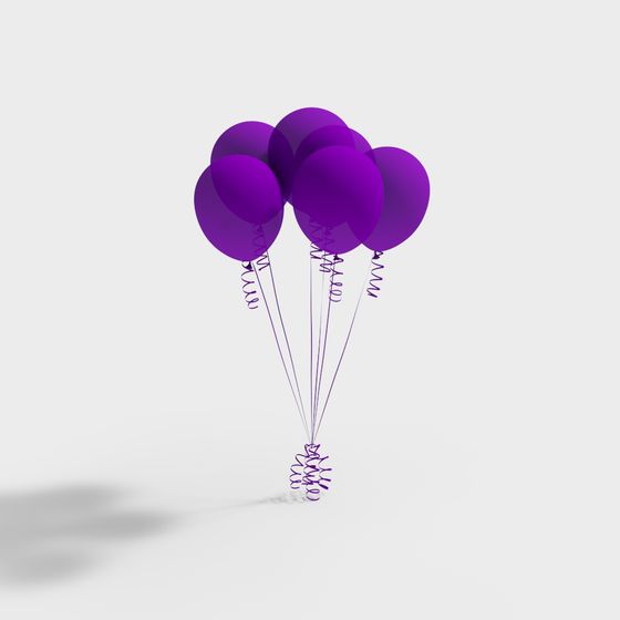 Charming Purple Balloon 3D model