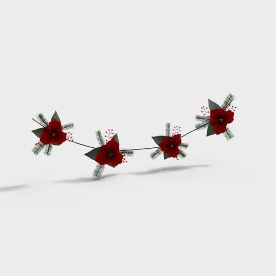 Low Poly Christmas Garland 3D model
