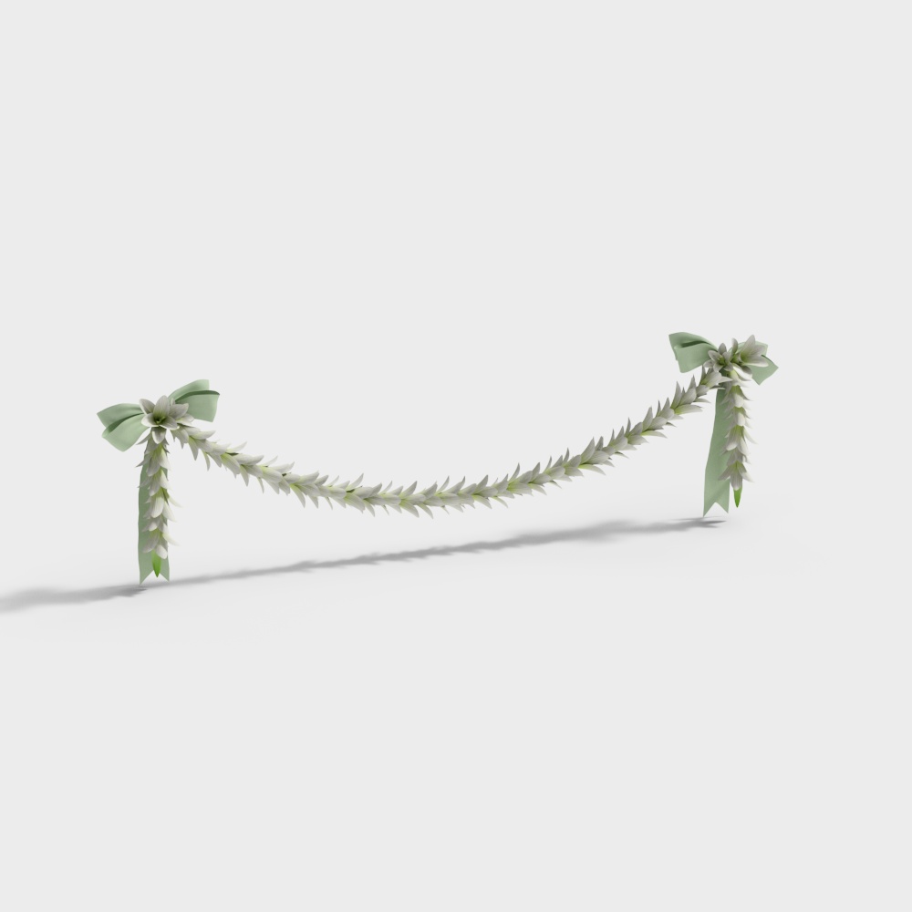 Elegant Floral Wreath 3D Model – Low-Poly Botanical Detail