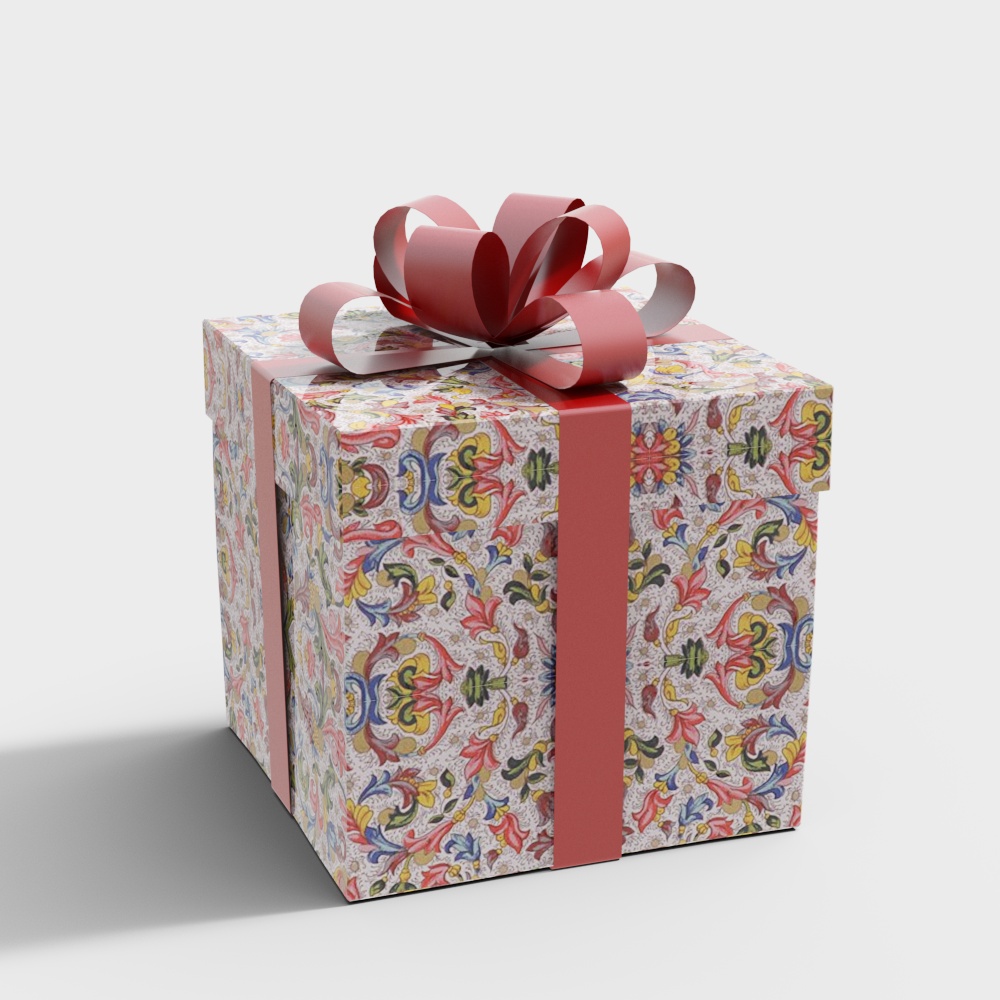 Elegant Festive Gift Box 3D model