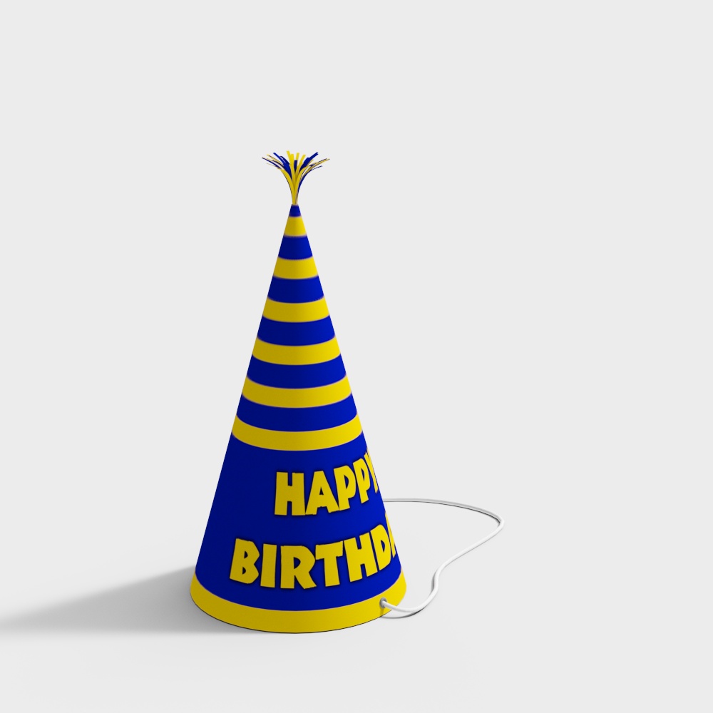 Happy Birthday Party Hat 3D Model – Low Poly Festive Design
