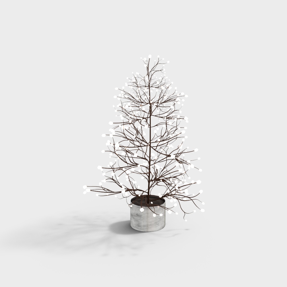 Charming Winter Tree 3D Model – Low-Poly Snowy Design