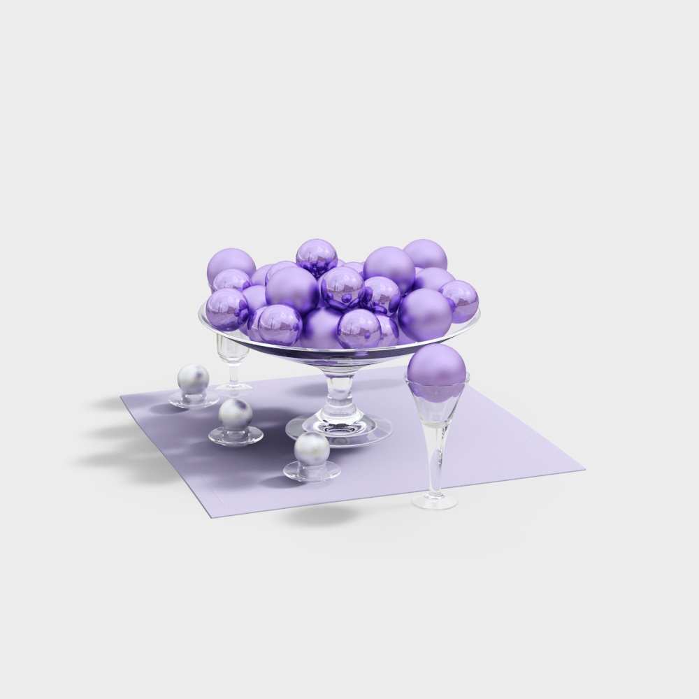 Purple Crystal Ball 3D Model – Smooth Mirror Texture