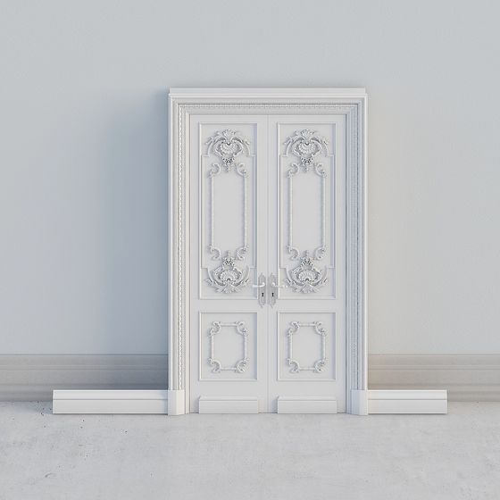 Elegant Double Door 3D Model Inspired by Baroque Style