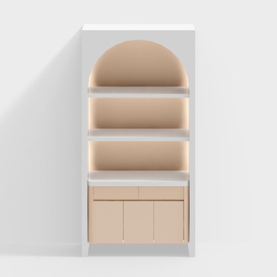 Elegant Curved Bookshelf 3D Model