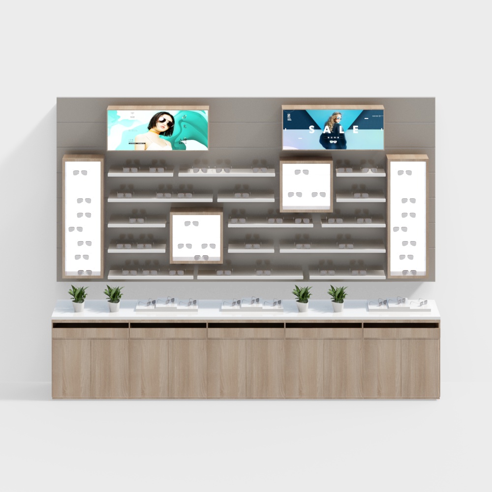 Optical shop display cabinet