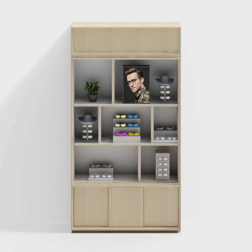 Optical shop display cabinet