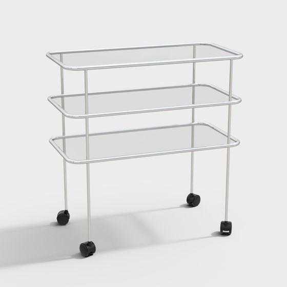 Modern Minimalist Mobile Shelving Unit 3D model