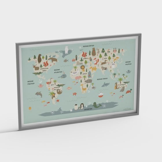 Colorful Global Animal Map 3D model