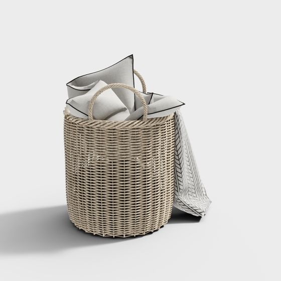 Low Poly Woven Basket 3D model for Modern Decor
