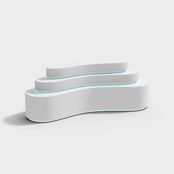 Island Booth 3D Model in Gray