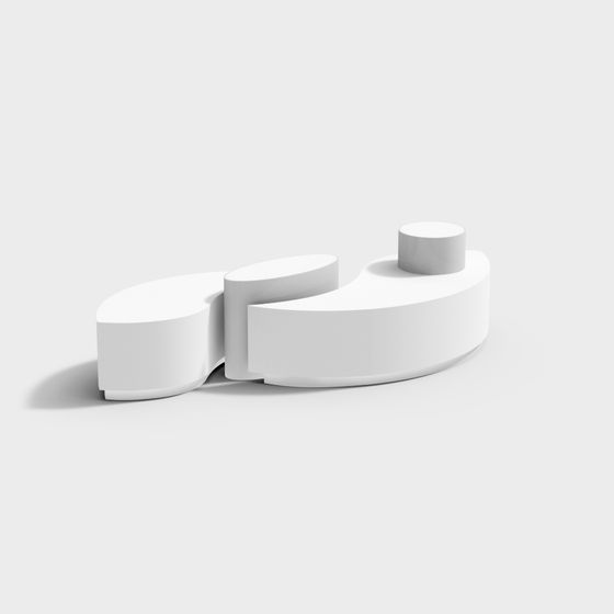 Island Booth 3D Model in Gray Finish