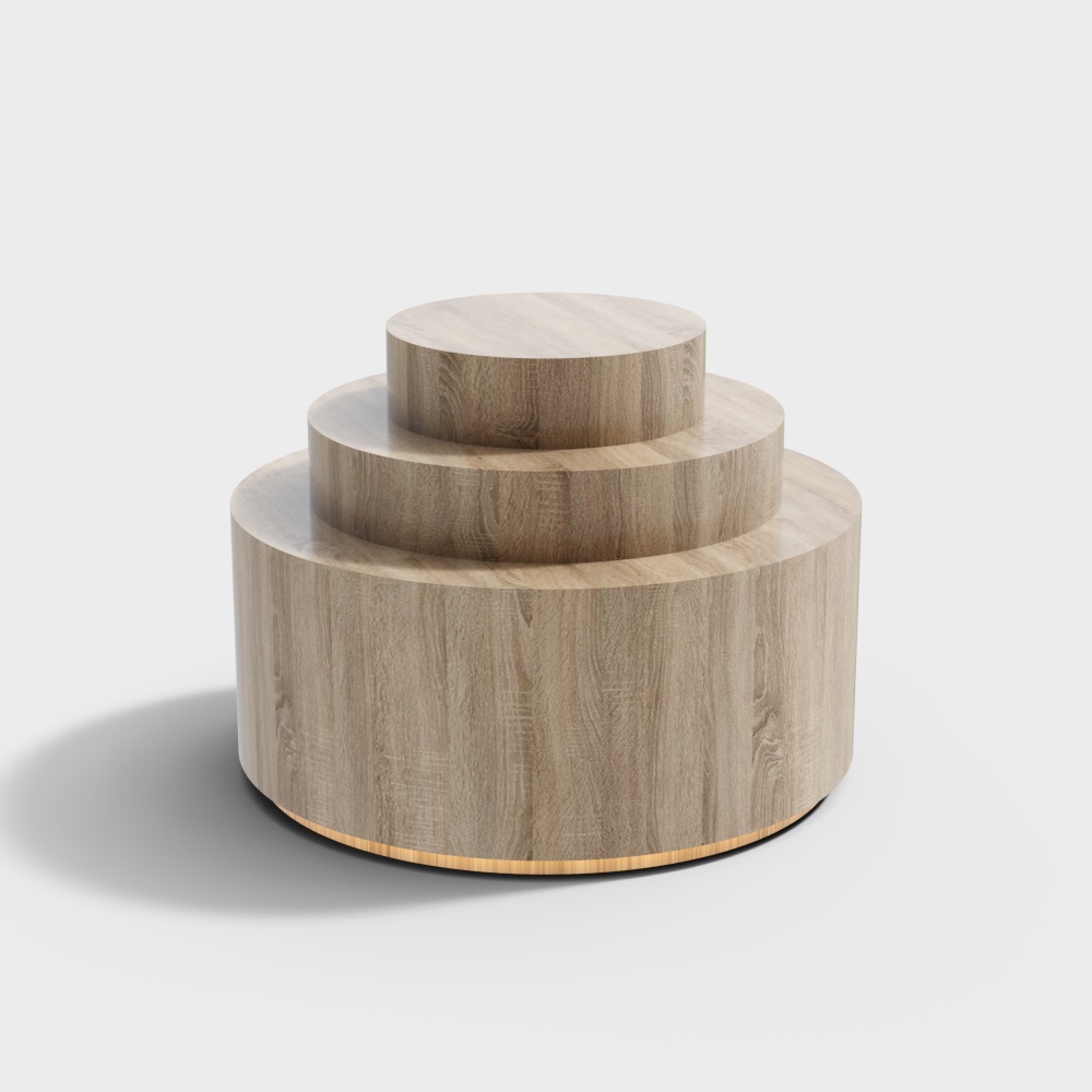 Wooden Step Table Lamp 3D model