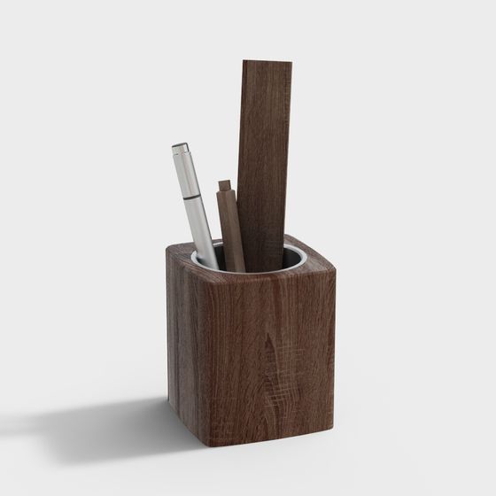 Elegant Wooden Pencil Holder 3D model for Creative Spaces