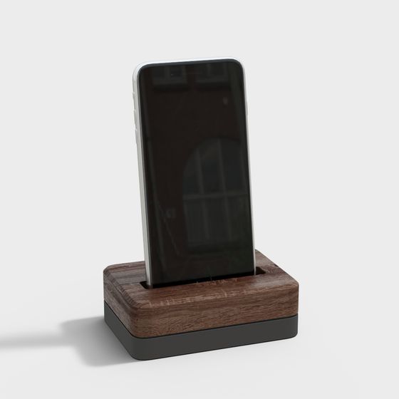 Stylish Low-Poly Wood Phone Stand 3D model