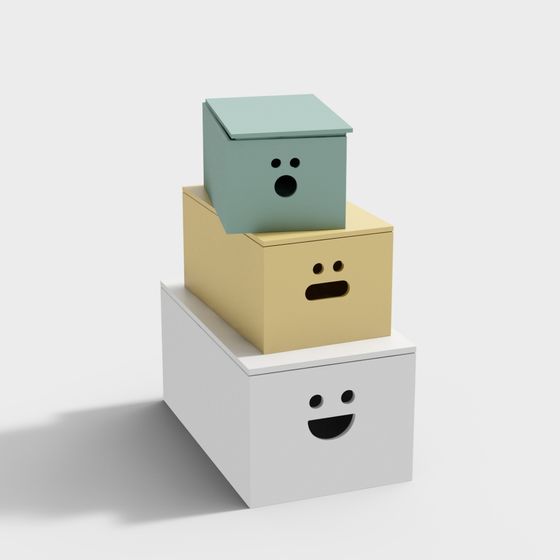 Playful Low-Poly Box Characters 3D model
