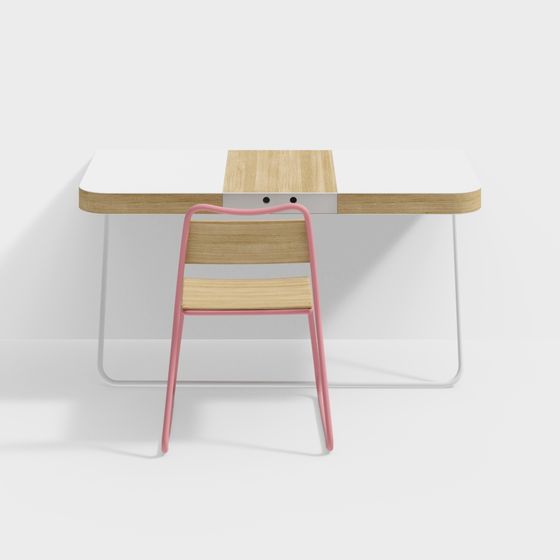 Stylish Modern Desk and Chair Set 3D model