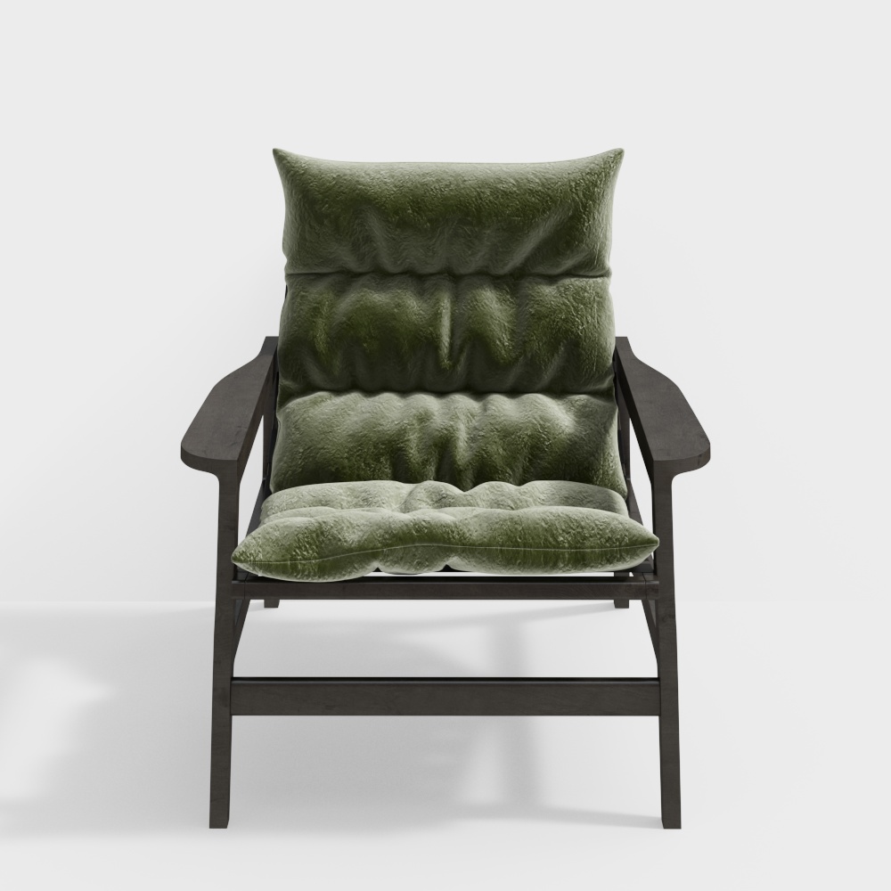 Elegant Low-Poly Armchair 3D Model – Velvet & Metal