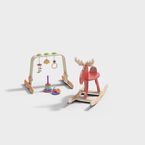 Forest Cottage Rocking Horse 3D model