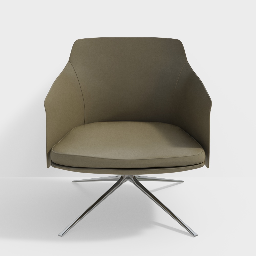 Sleek Lounge Chair 3D Model – Low-Poly Olive Green