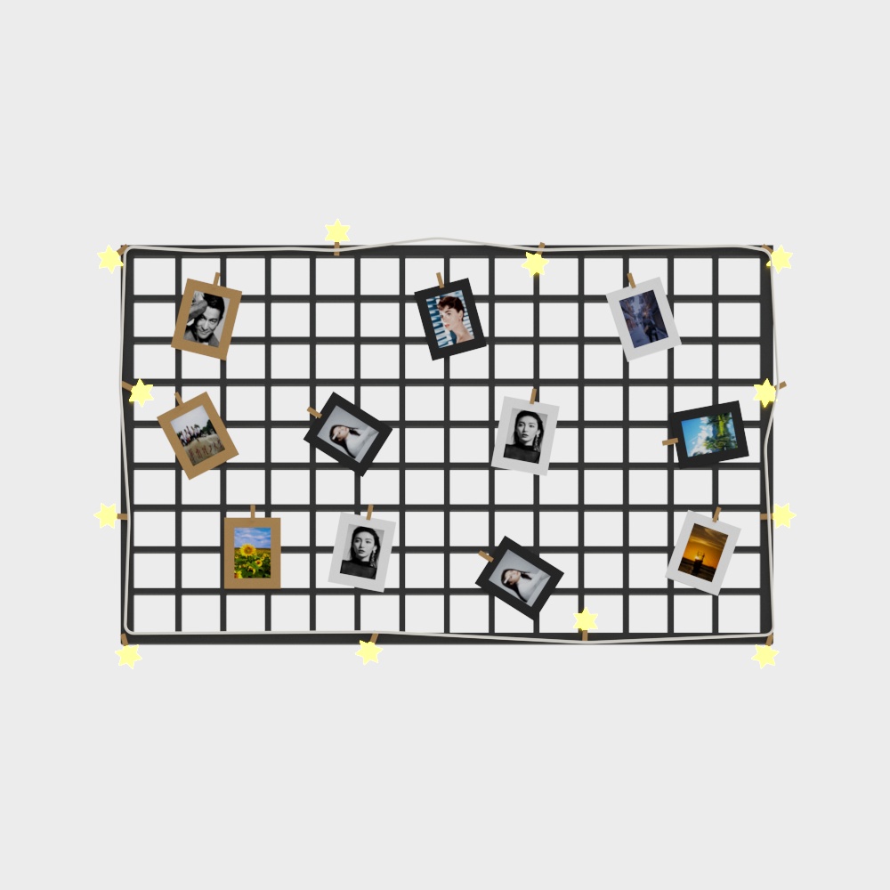 Cartoon hanging picture on photo wall of photo studio