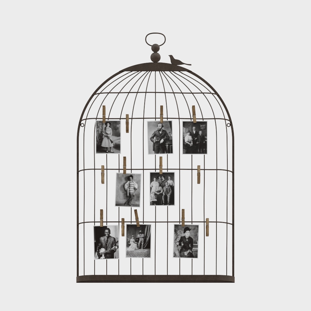 Cartoon hanging picture on photo wall of photo studio