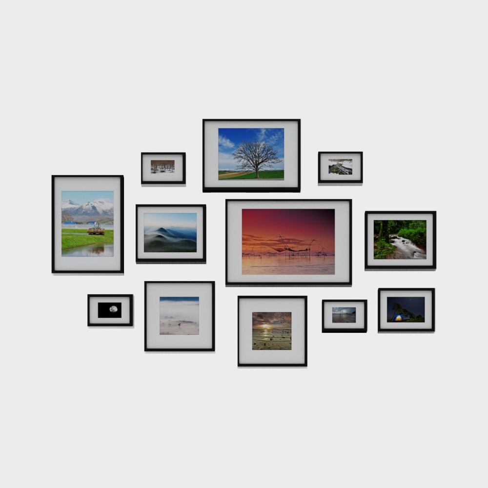 Cartoon hanging picture on photo wall of photo studio