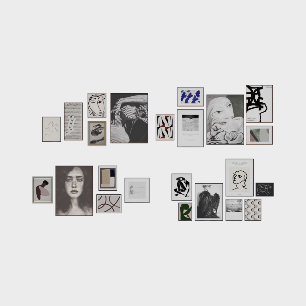 Cartoon hanging picture on photo wall of photo studio