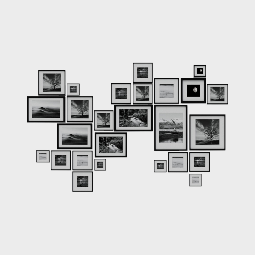 Cartoon hanging picture on photo wall of photo studio