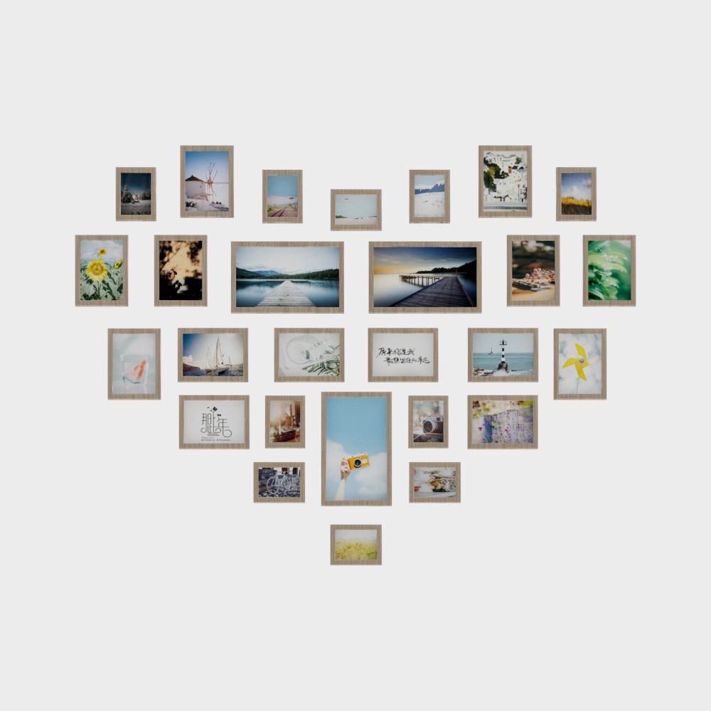 Cartoon hanging picture on photo wall of photo studio