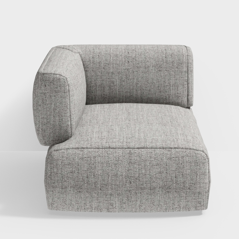 Urban Comfort Corner Chair 3D Model – Low-Poly Gray Fabric