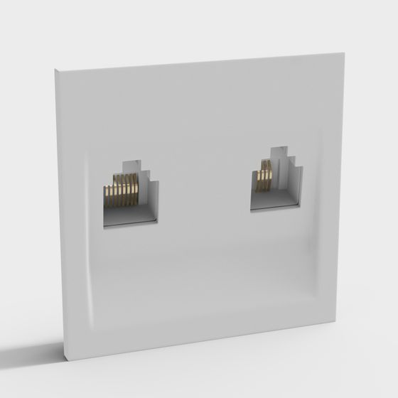 Dual Port Network Socket 3D Model