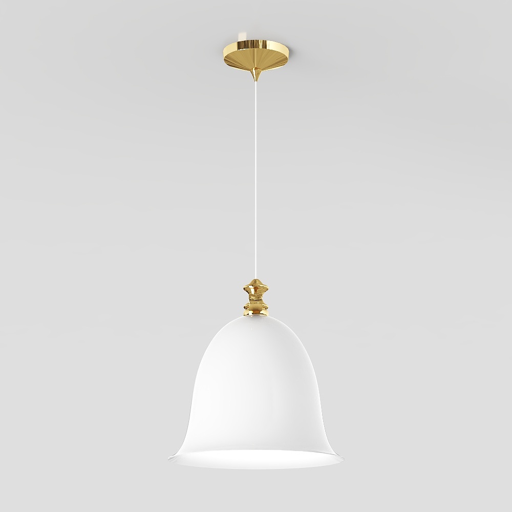 Elegant Pendant Light 3D Model – Gold & Frosted Glass