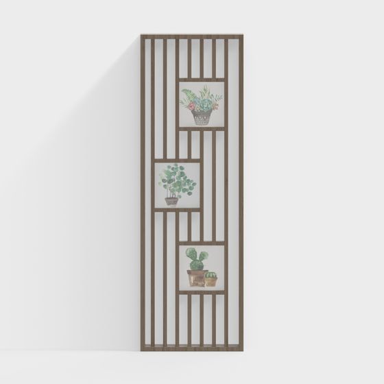 Artistic Low Poly Plant Partition 3D model for Contemporary Spaces