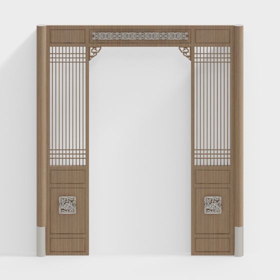 Stylish Chinese Wooden Door 3D model for Modern Interiors