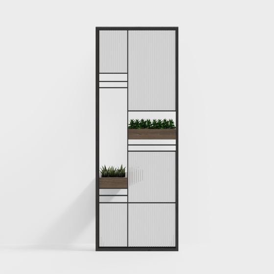 Industrial Glass Door 3D model for Modern Spaces