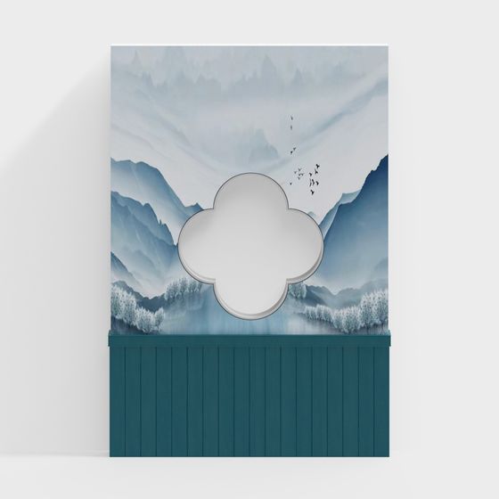 Ink Landscape Folding Screen 3D model for Cultural Projects