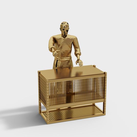 Caged Person 3D Model for Modern Artistic Exploration
