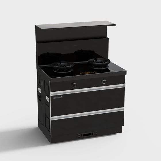 Stylish Low-Polygon Gas Stove 3D Model