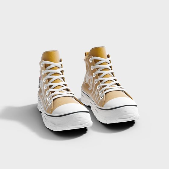 Stylish High-Top Canvas Sneakers 3D model