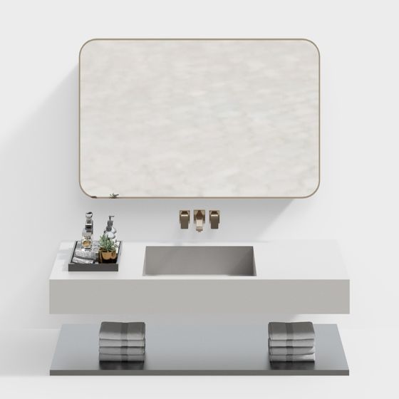 Elegant Minimalist Bathroom Vanity 3D model