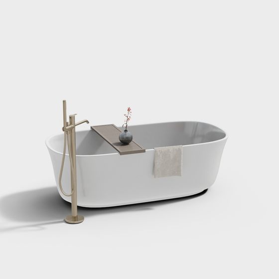 Elegant Bathtub 3D Model in Beige