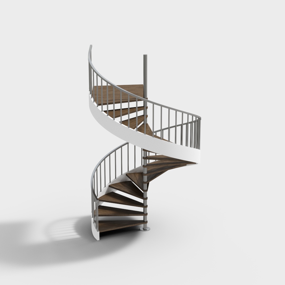 Elegant Spiral Staircase 3D Model – Low-Poly Metal & Wood