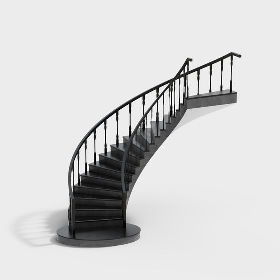 Modern Black Spiral Staircase 3D Model for Memberships